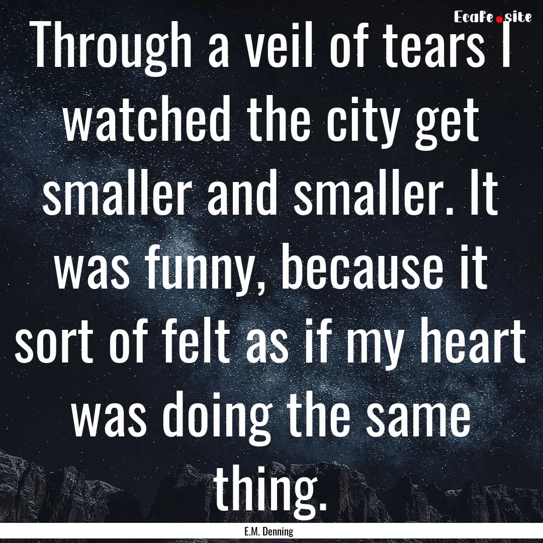 Through a veil of tears I watched the city.... : Quote by E.M. Denning