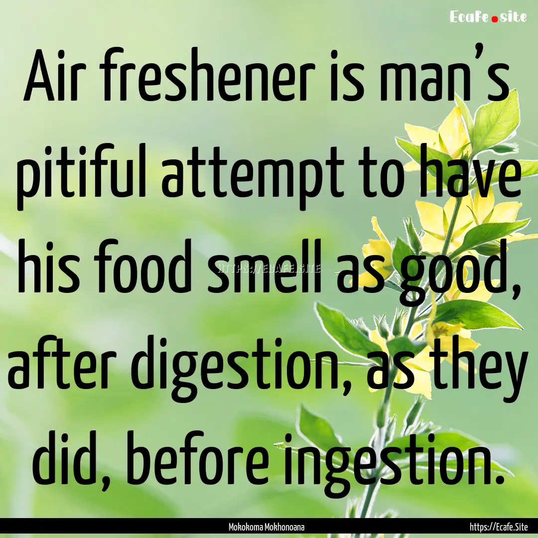 Air freshener is man’s pitiful attempt.... : Quote by Mokokoma Mokhonoana