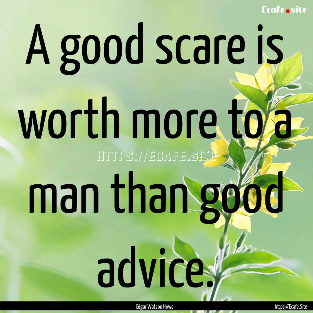 A good scare is worth more to a man than.... : Quote by Edgar Watson Howe