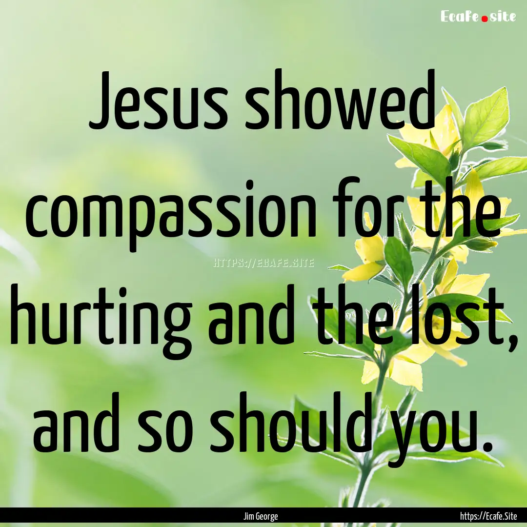 Jesus showed compassion for the hurting and.... : Quote by Jim George