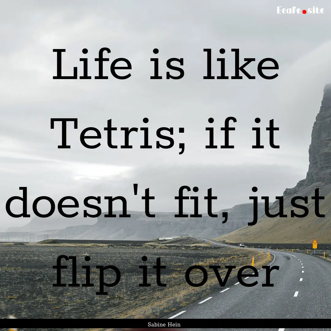 Life is like Tetris; if it doesn't fit, just.... : Quote by Sabine Hein