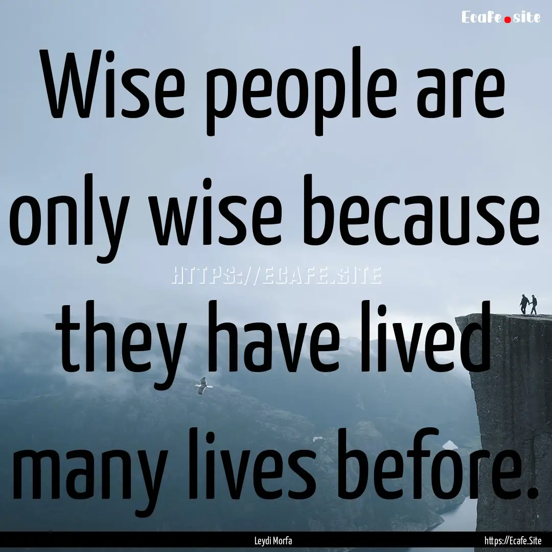 Wise people are only wise because they have.... : Quote by Leydi Morfa