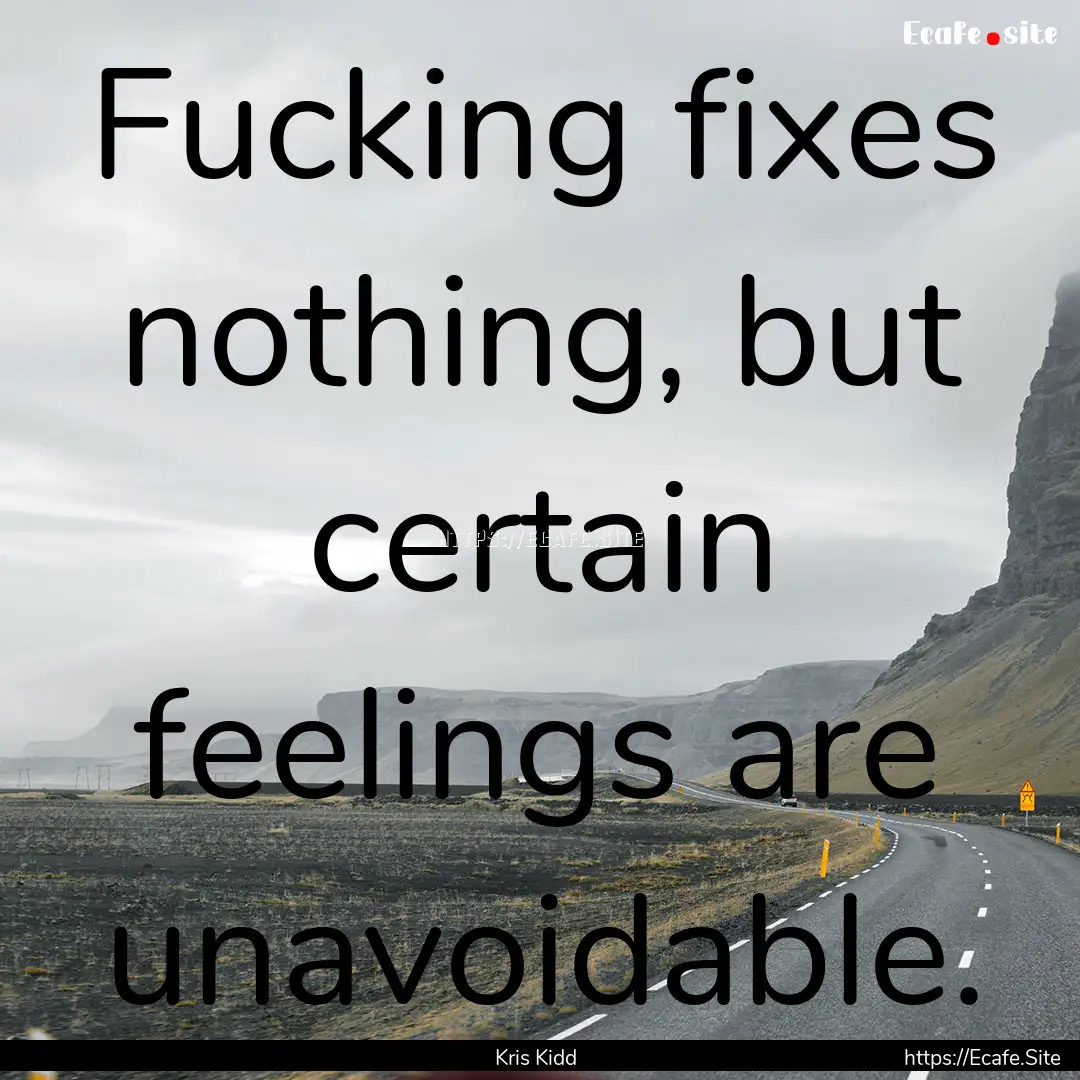 Fucking fixes nothing, but certain feelings.... : Quote by Kris Kidd