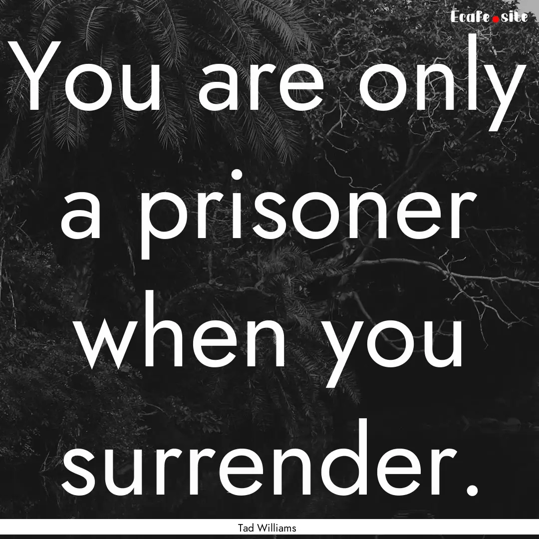 You are only a prisoner when you surrender..... : Quote by Tad Williams