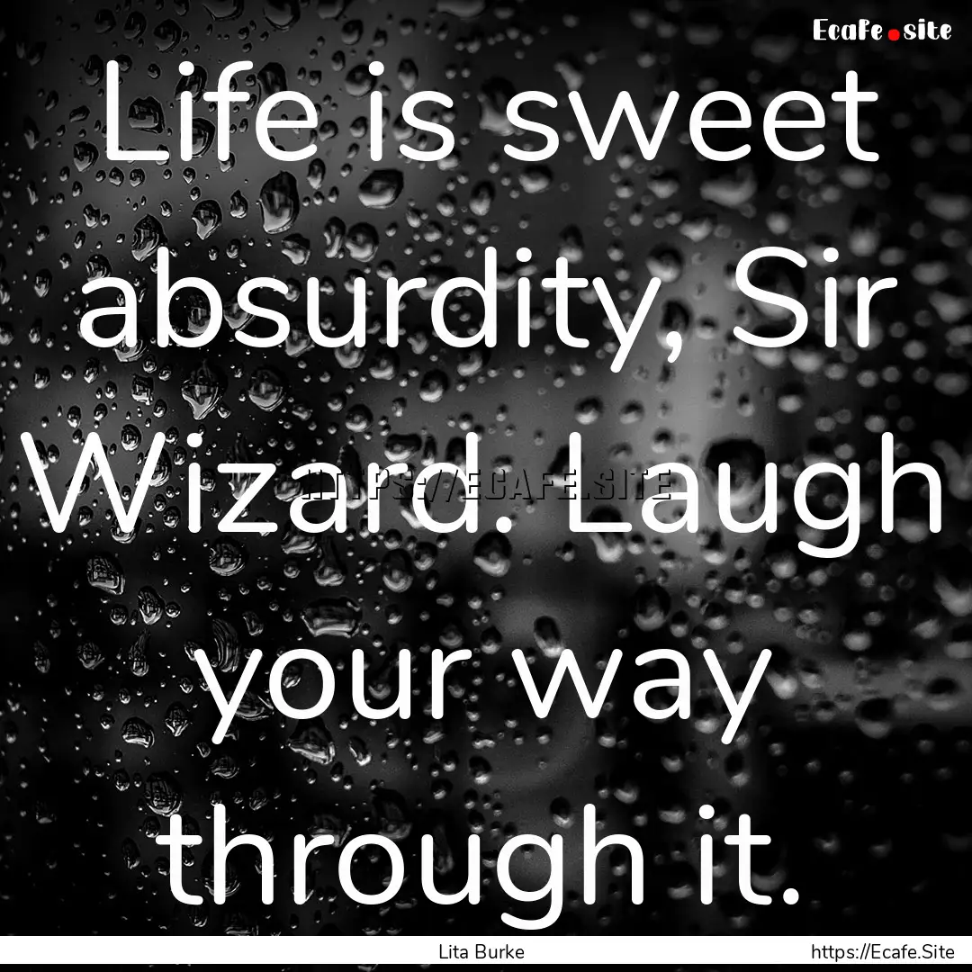 Life is sweet absurdity, Sir Wizard. Laugh.... : Quote by Lita Burke