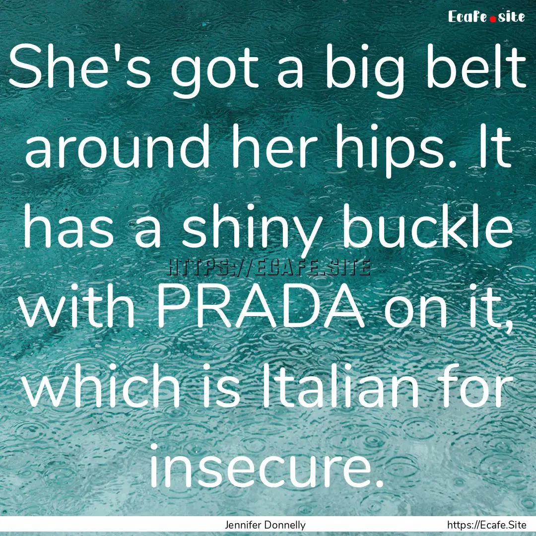 She's got a big belt around her hips. It.... : Quote by Jennifer Donnelly