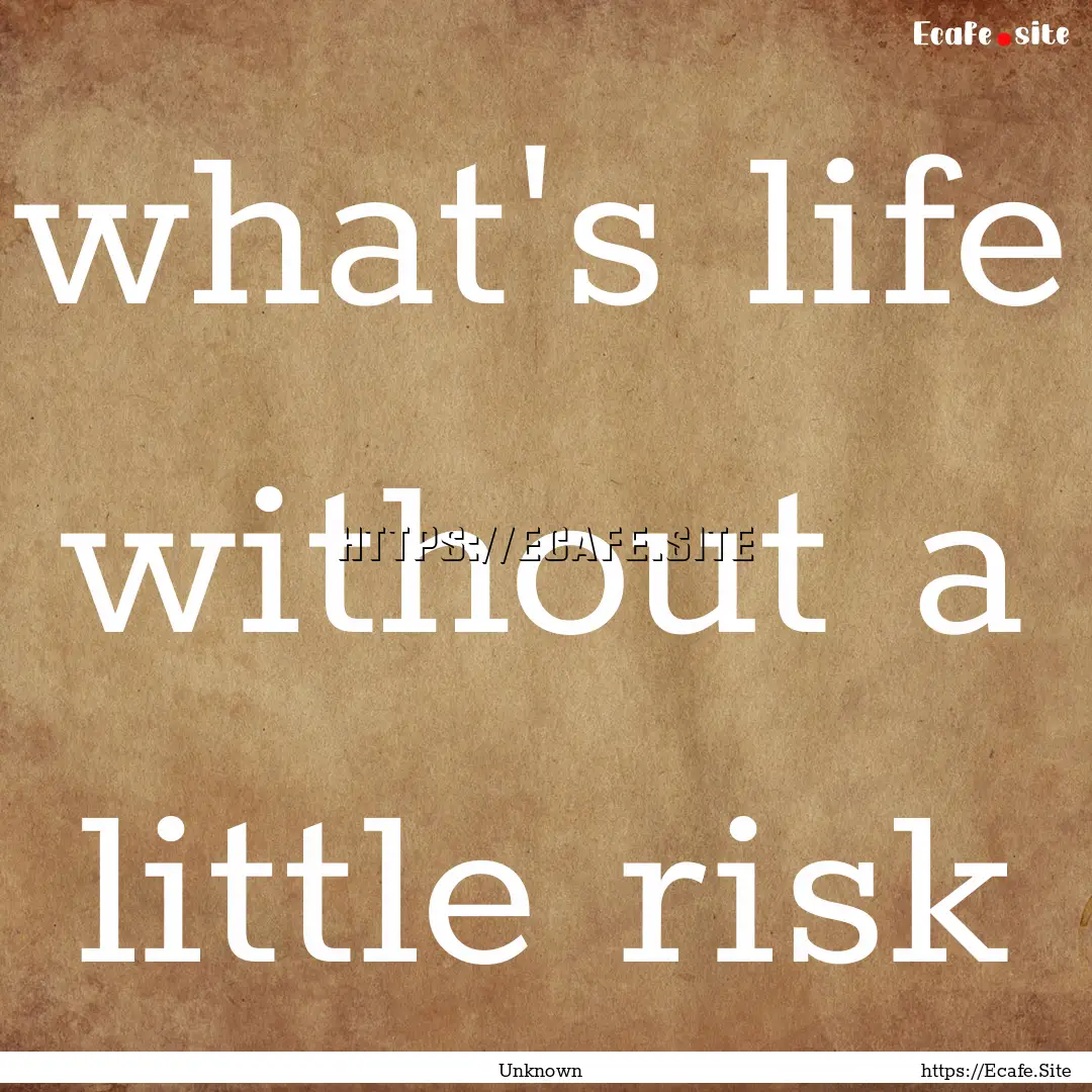 what's life without a little risk : Quote by Unknown