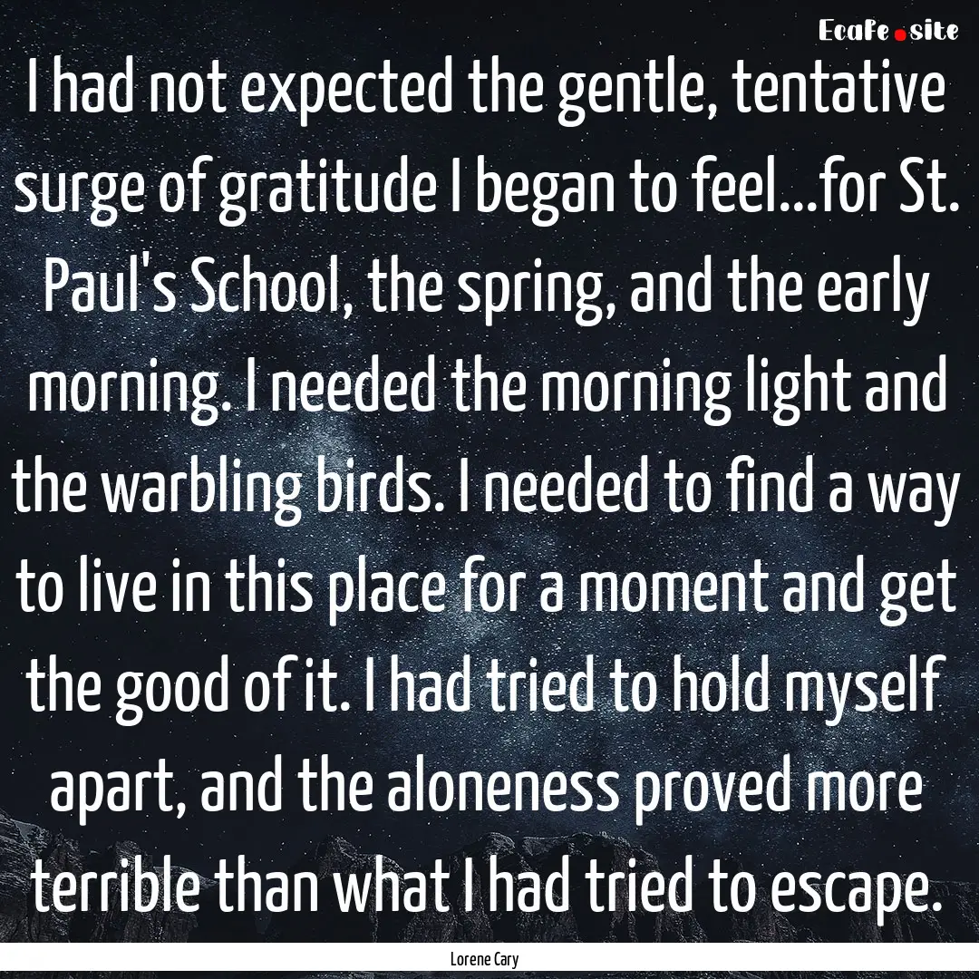 I had not expected the gentle, tentative.... : Quote by Lorene Cary