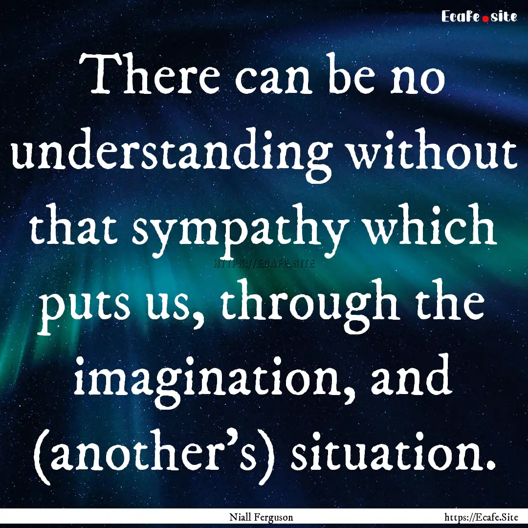 There can be no understanding without that.... : Quote by Niall Ferguson