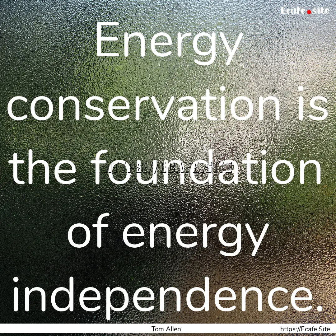 Energy conservation is the foundation of.... : Quote by Tom Allen