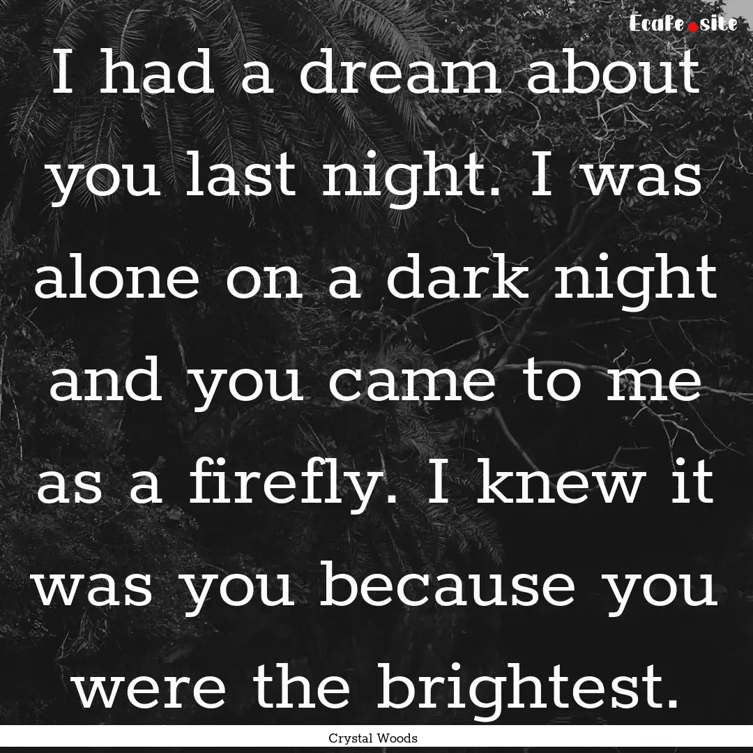 I had a dream about you last night. I was.... : Quote by Crystal Woods