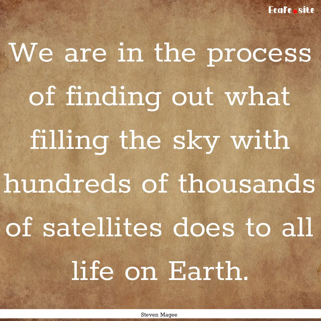 We are in the process of finding out what.... : Quote by Steven Magee