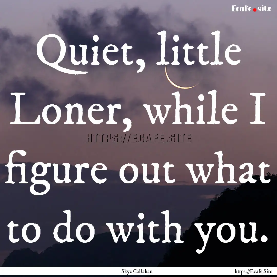 Quiet, little Loner, while I figure out what.... : Quote by Skye Callahan