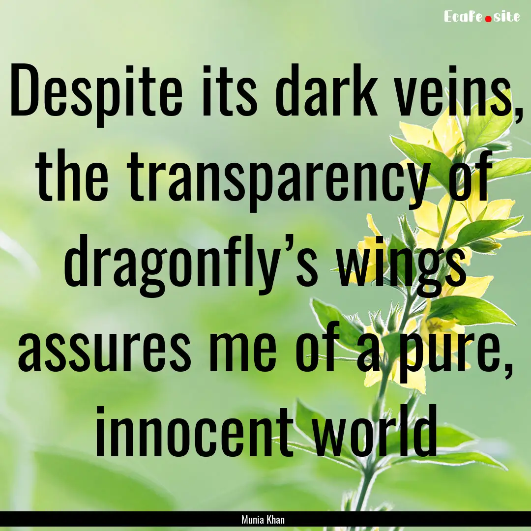 Despite its dark veins, the transparency.... : Quote by Munia Khan