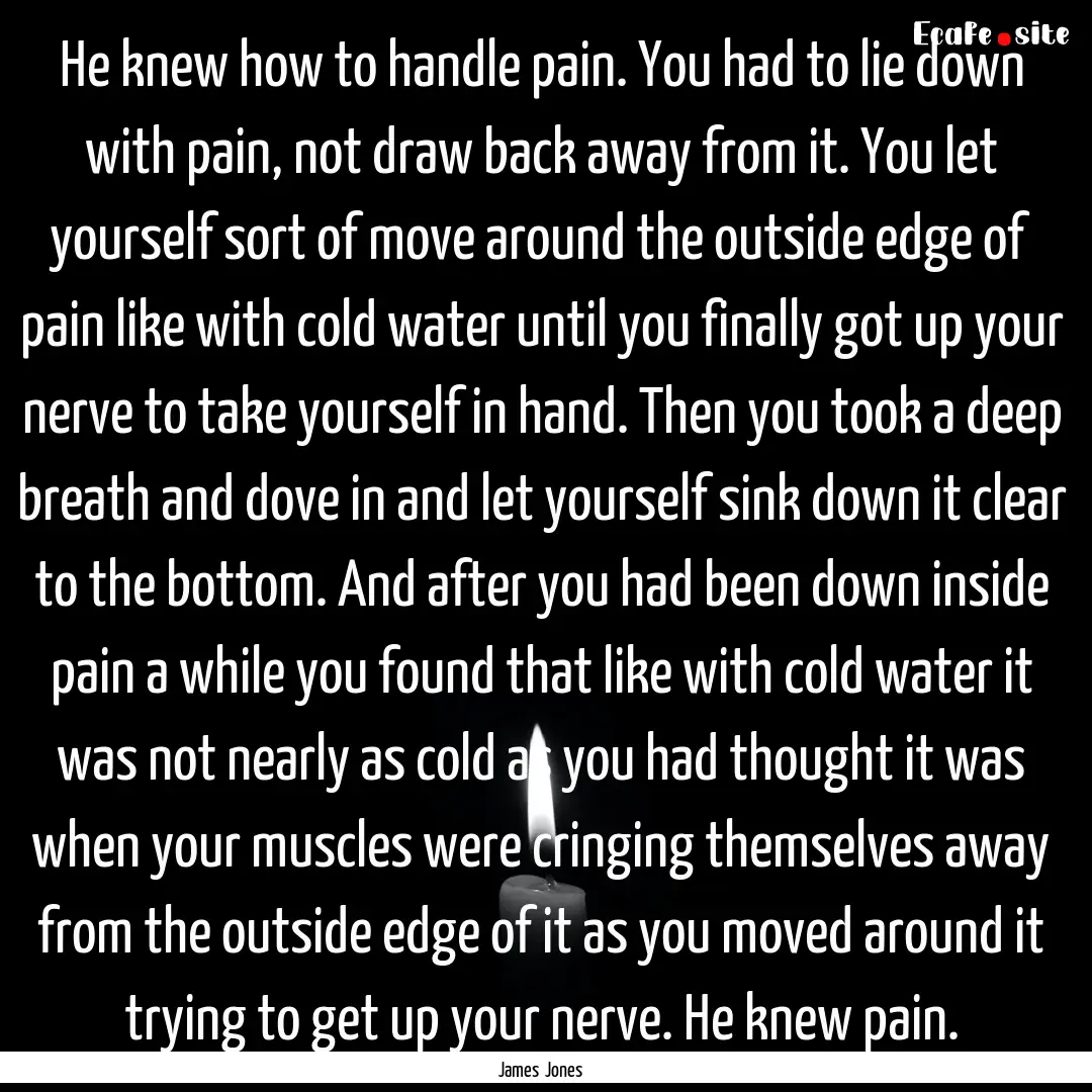 He knew how to handle pain. You had to lie.... : Quote by James Jones