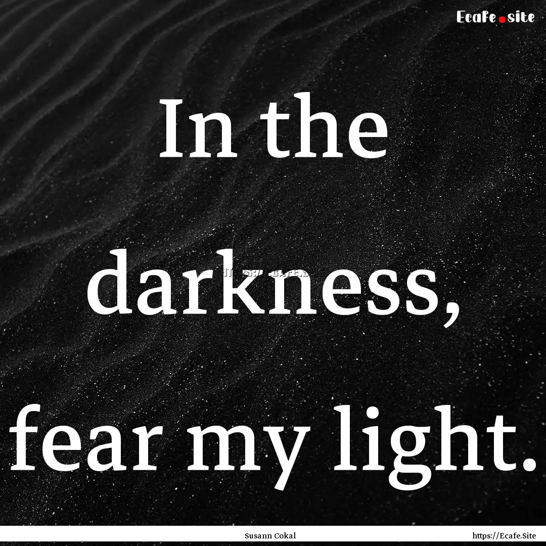 In the darkness, fear my light. : Quote by Susann Cokal