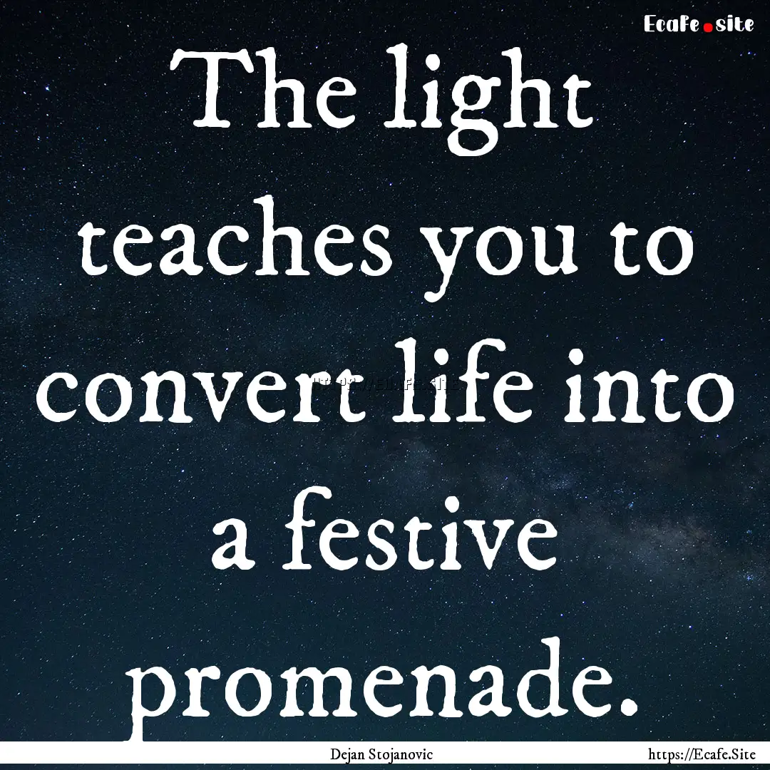 The light teaches you to convert life into.... : Quote by Dejan Stojanovic