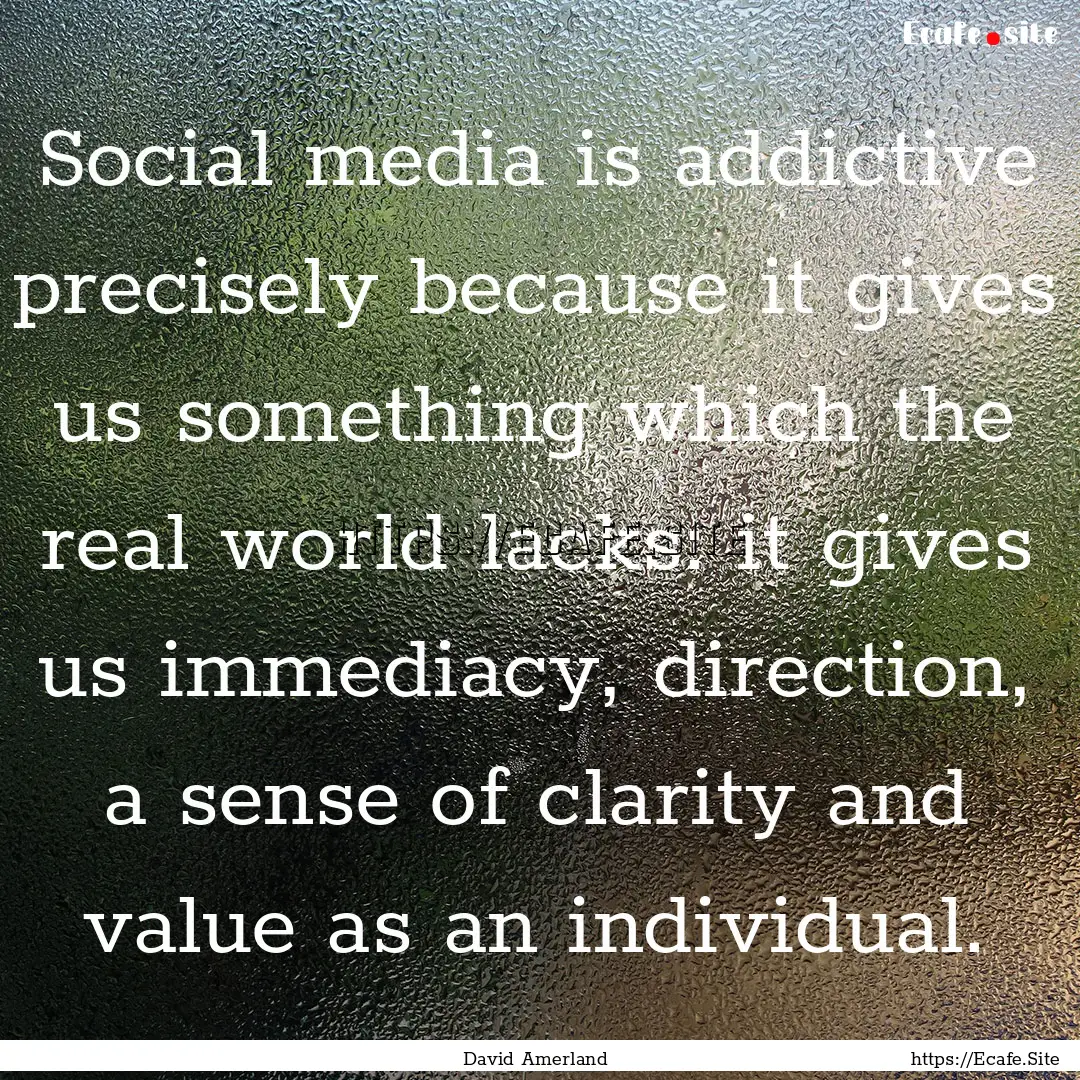 Social media is addictive precisely because.... : Quote by David Amerland