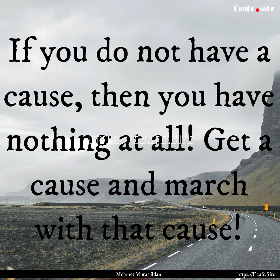 If you do not have a cause, then you have.... : Quote by Mehmet Murat ildan