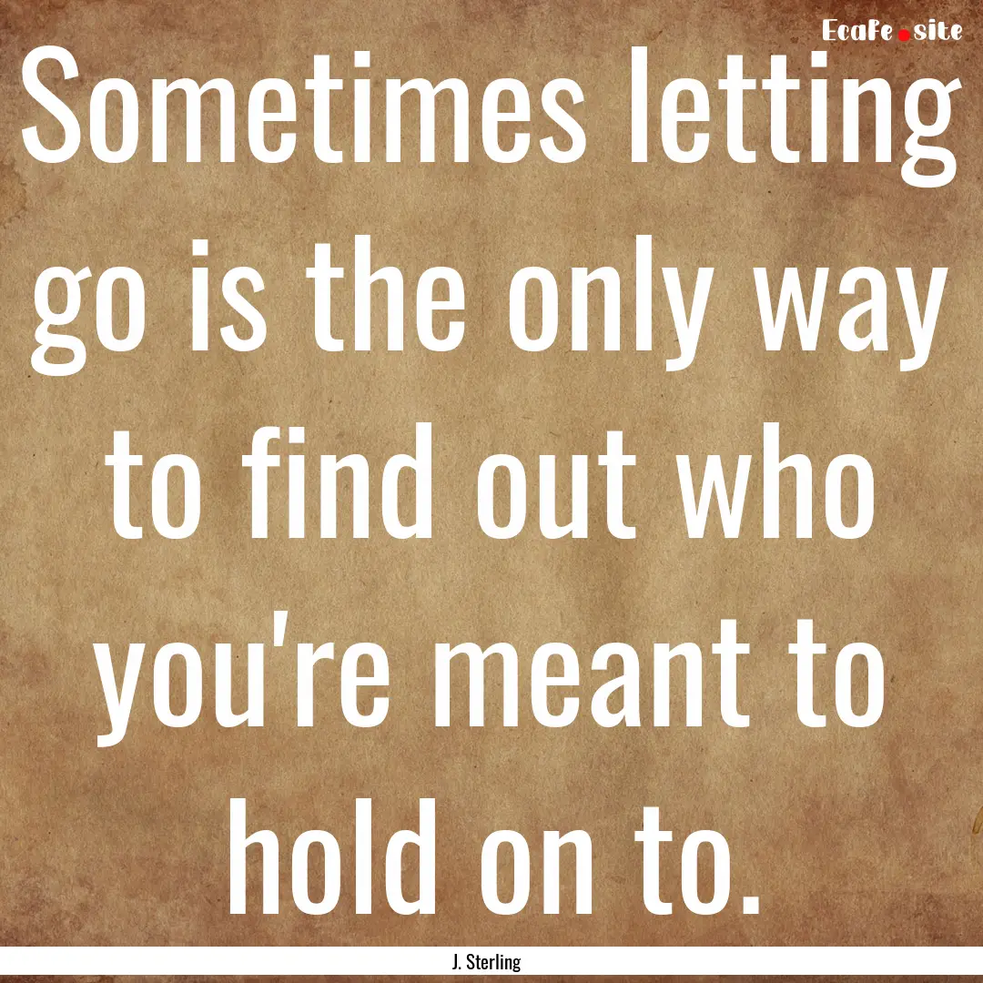 Sometimes letting go is the only way to find.... : Quote by J. Sterling