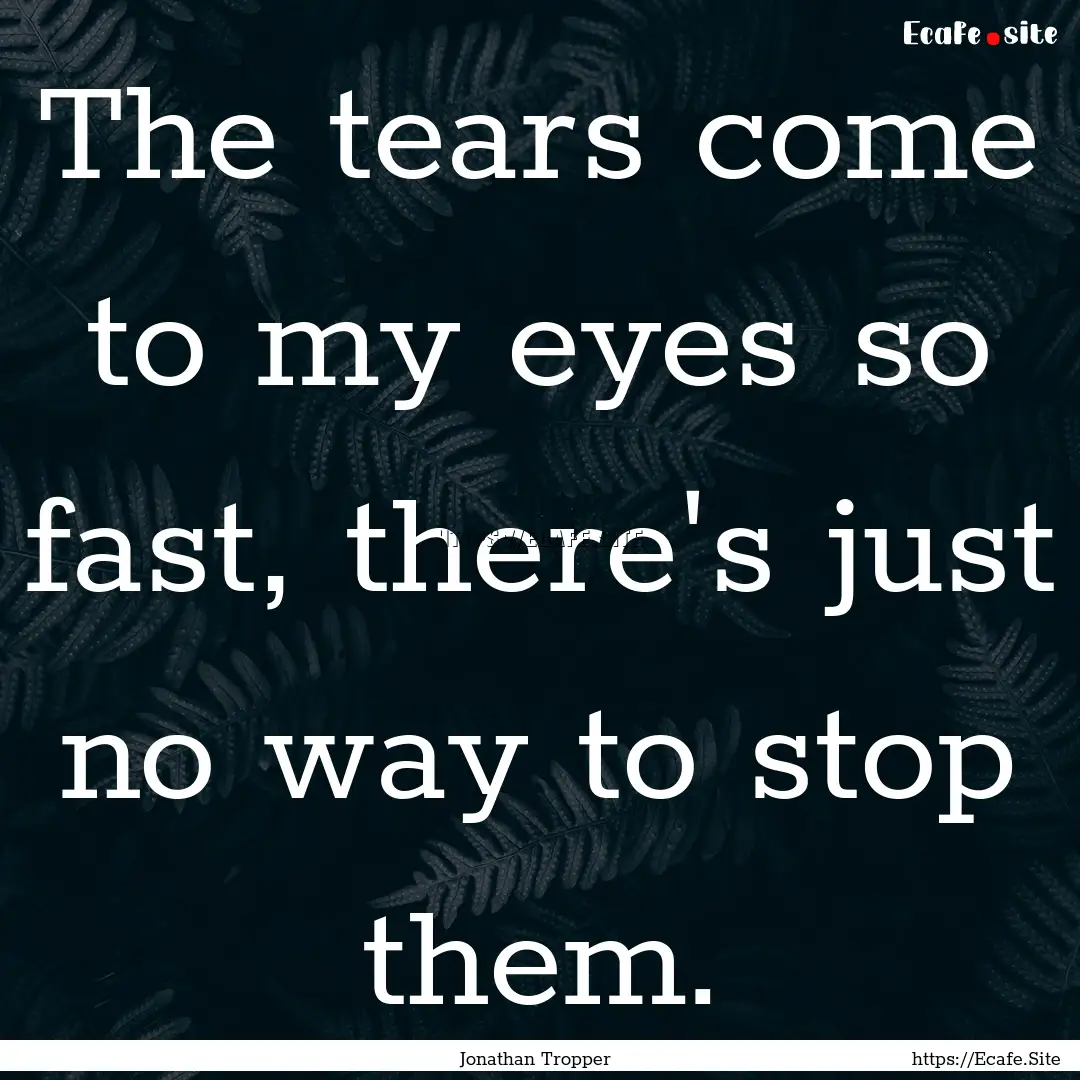 The tears come to my eyes so fast, there's.... : Quote by Jonathan Tropper