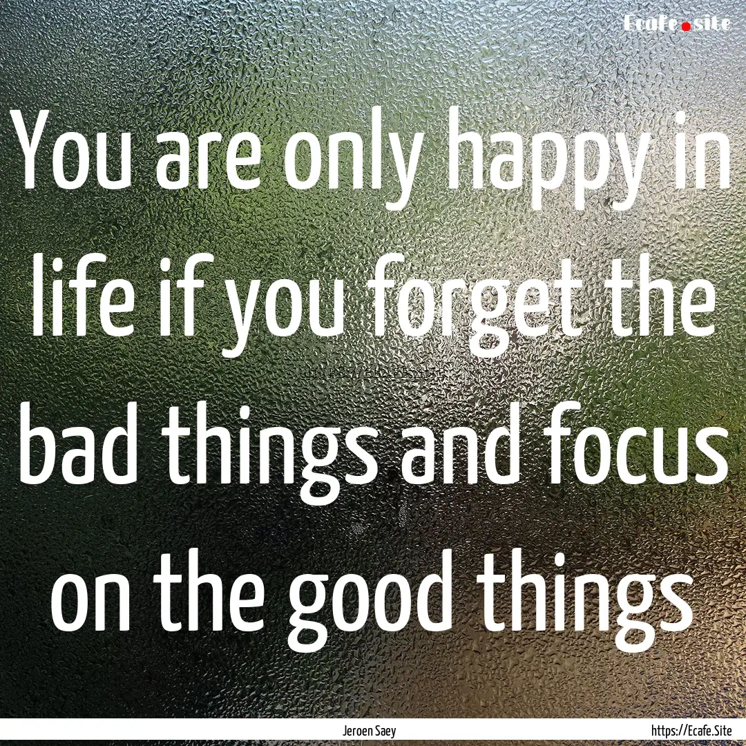 You are only happy in life if you forget.... : Quote by Jeroen Saey