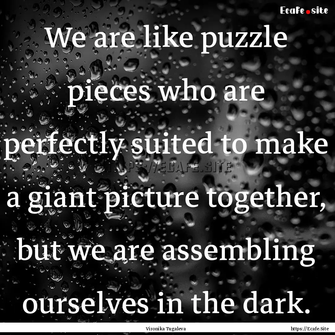 We are like puzzle pieces who are perfectly.... : Quote by Vironika Tugaleva