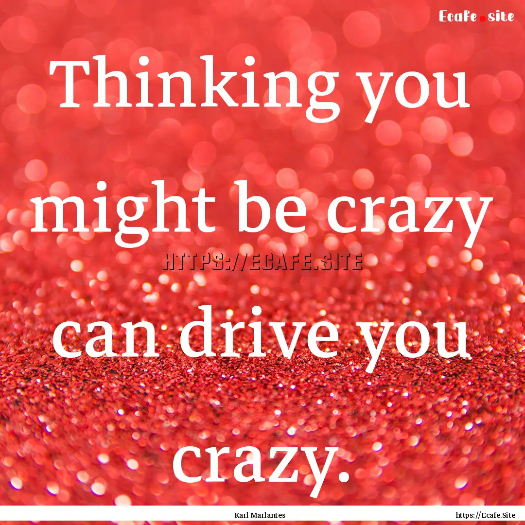 Thinking you might be crazy can drive you.... : Quote by Karl Marlantes