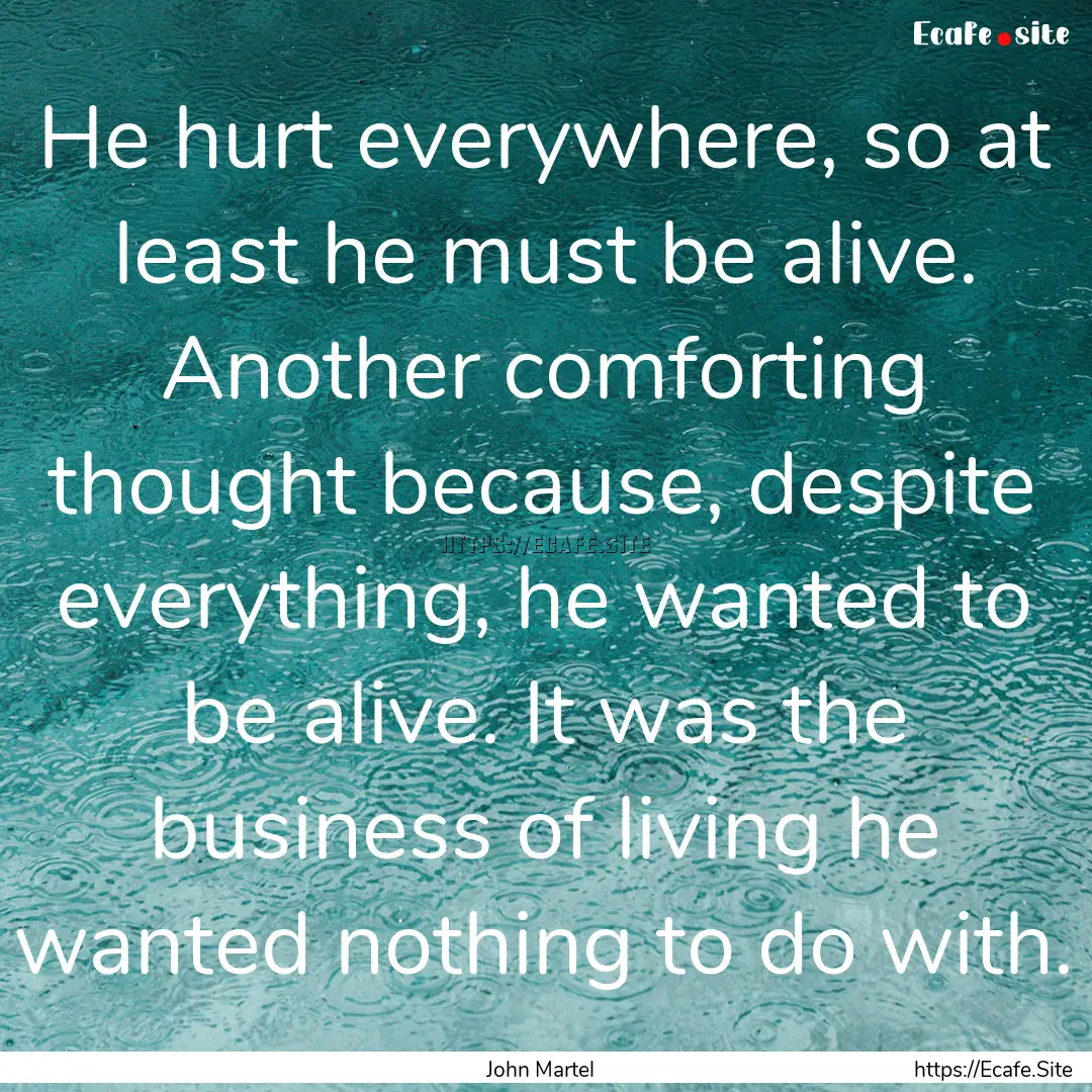 He hurt everywhere, so at least he must be.... : Quote by John Martel