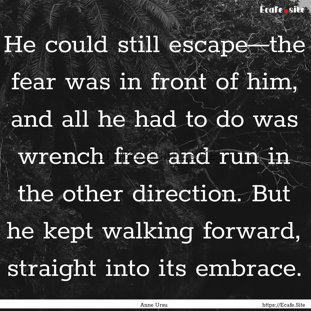 He could still escape—the fear was in front.... : Quote by Anne Ursu