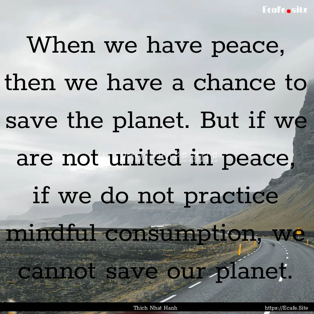 When we have peace, then we have a chance.... : Quote by Thich Nhat Hanh