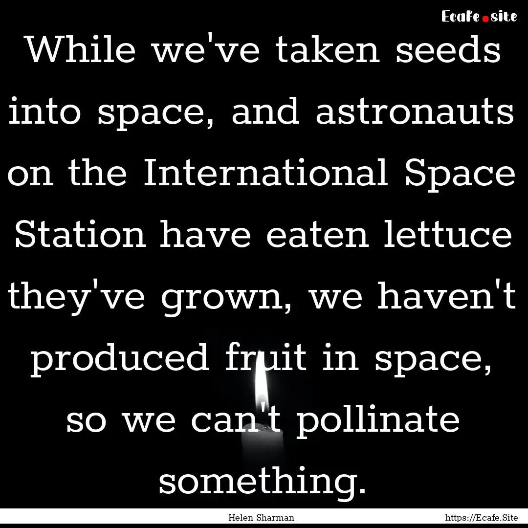 While we've taken seeds into space, and astronauts.... : Quote by Helen Sharman