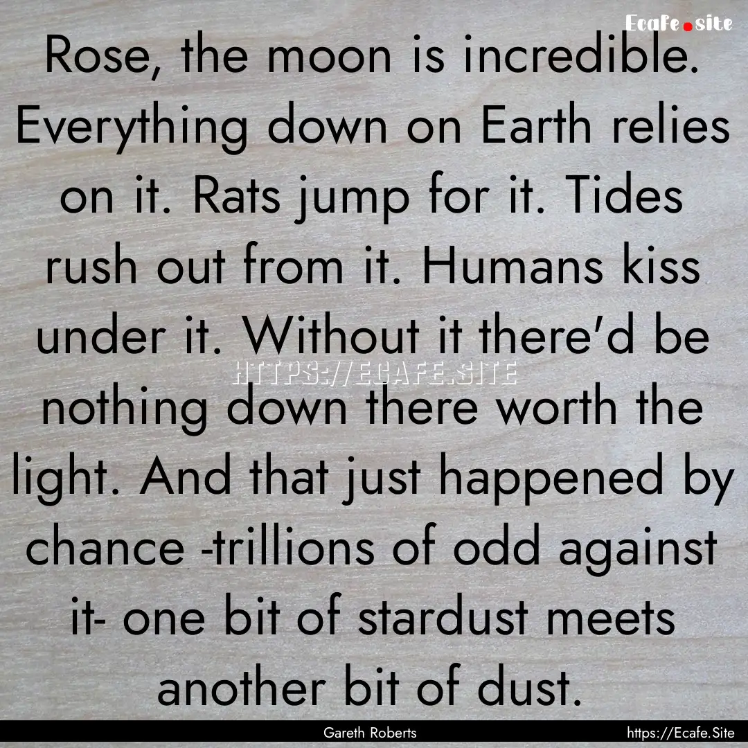 Rose, the moon is incredible. Everything.... : Quote by Gareth Roberts