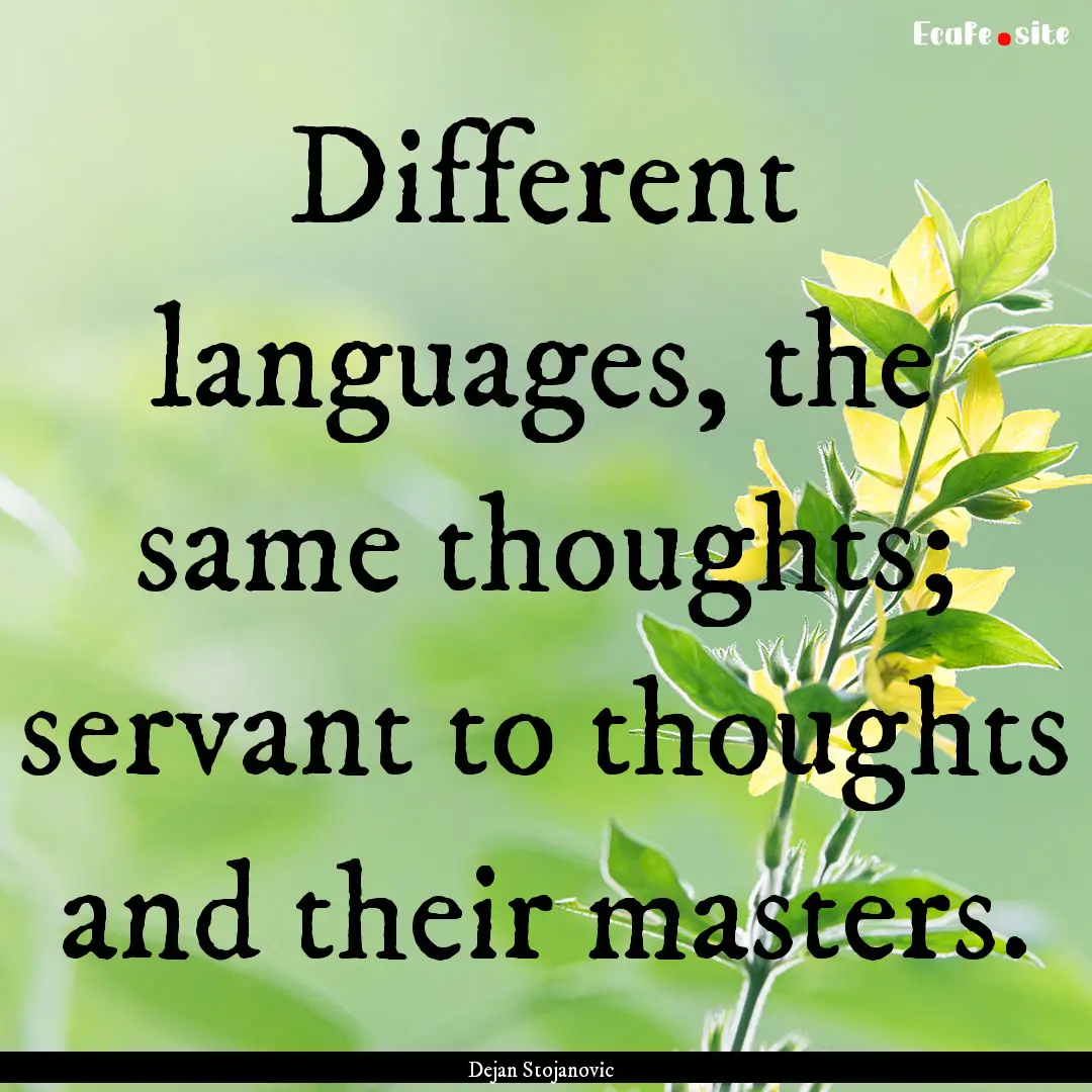 Different languages, the same thoughts; servant.... : Quote by Dejan Stojanovic