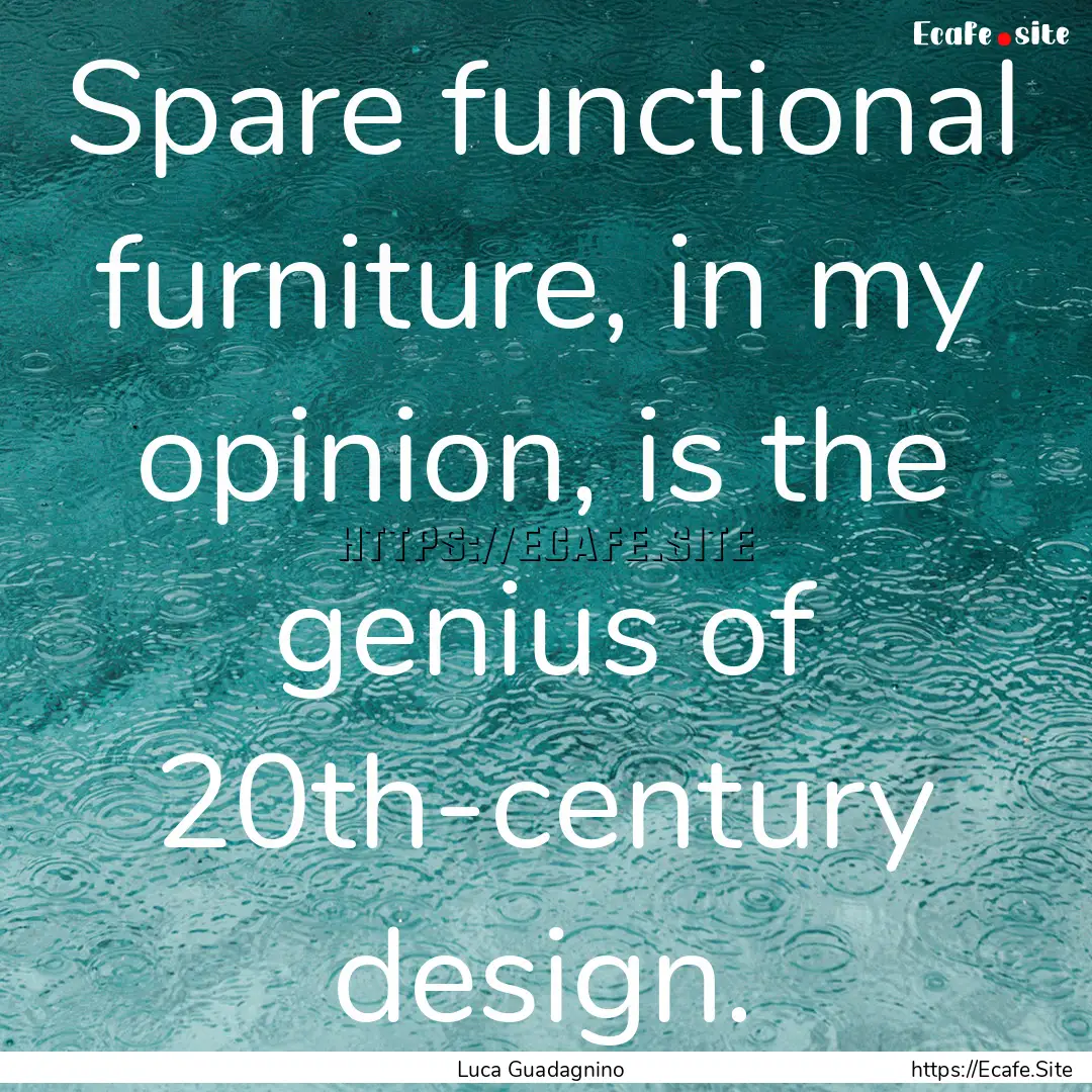 Spare functional furniture, in my opinion,.... : Quote by Luca Guadagnino