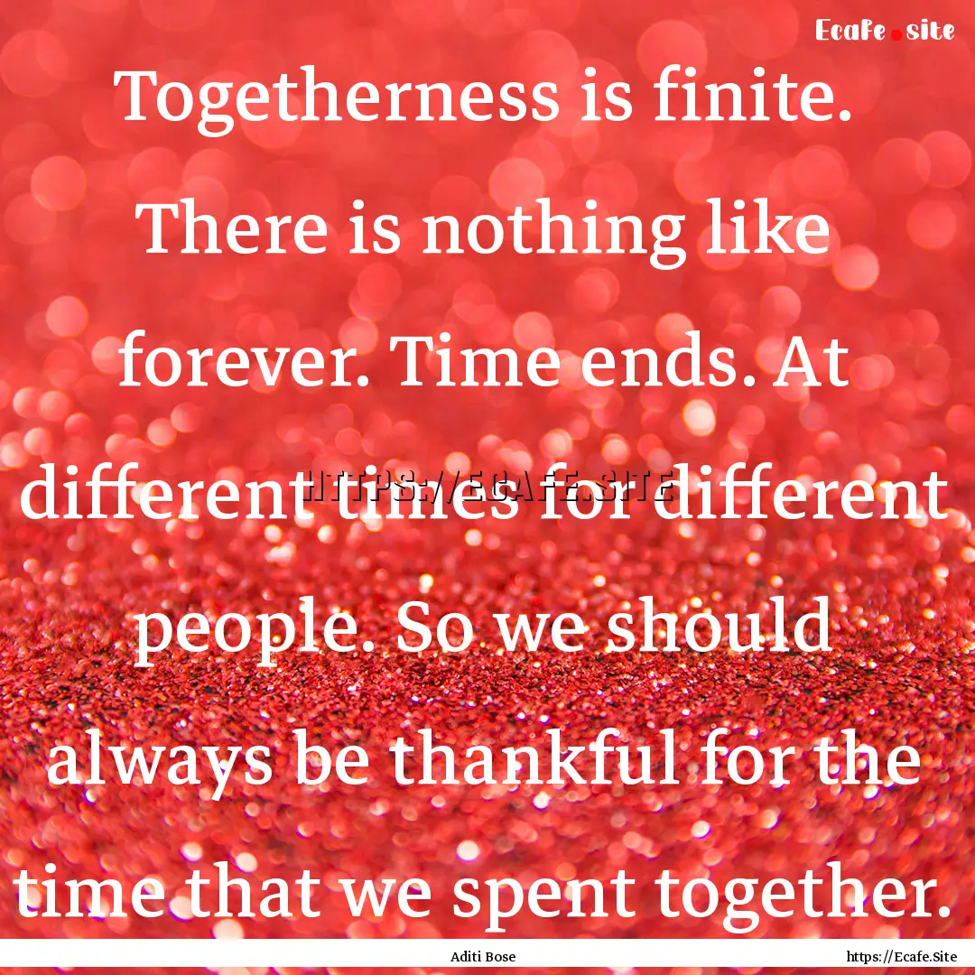 Togetherness is finite. There is nothing.... : Quote by Aditi Bose