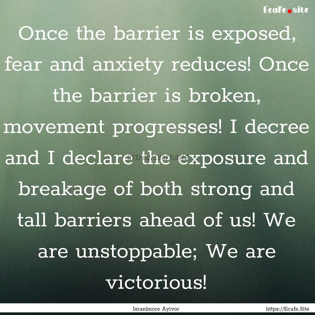 Once the barrier is exposed, fear and anxiety.... : Quote by Israelmore Ayivor