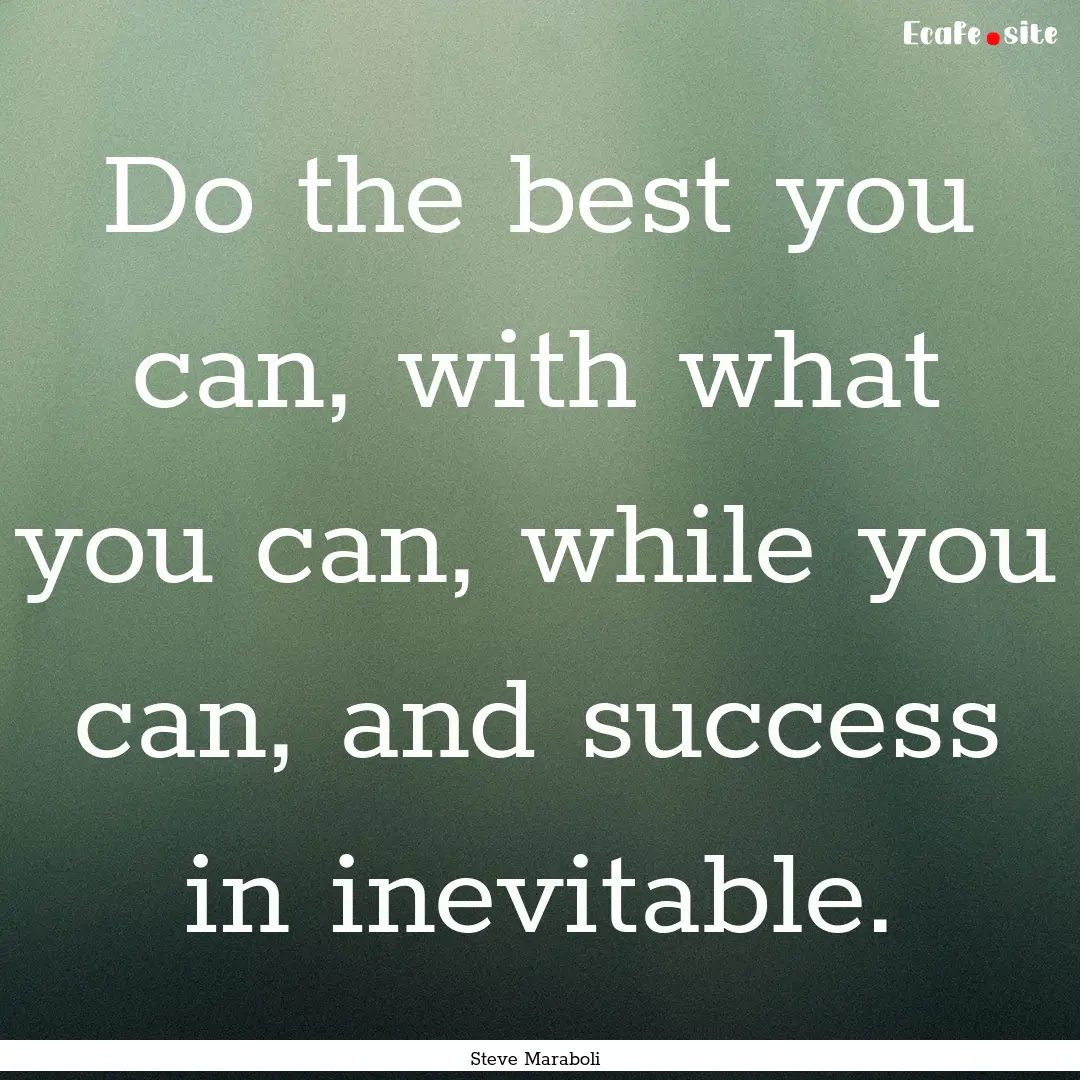 Do the best you can, with what you can, while.... : Quote by Steve Maraboli