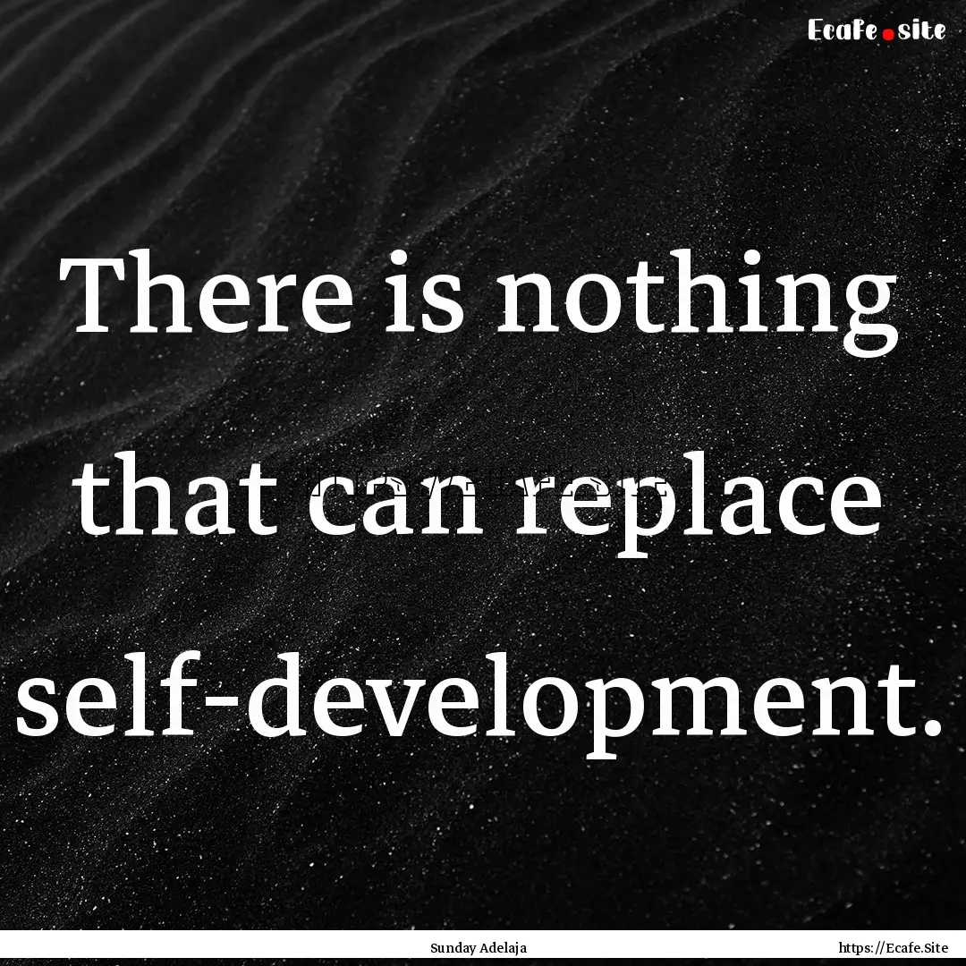 There is nothing that can replace self-development..... : Quote by Sunday Adelaja