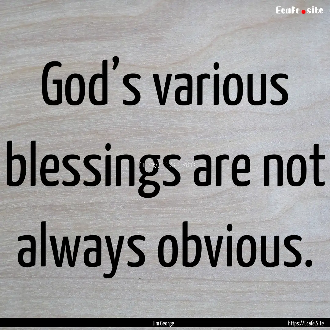 God’s various blessings are not always.... : Quote by Jim George