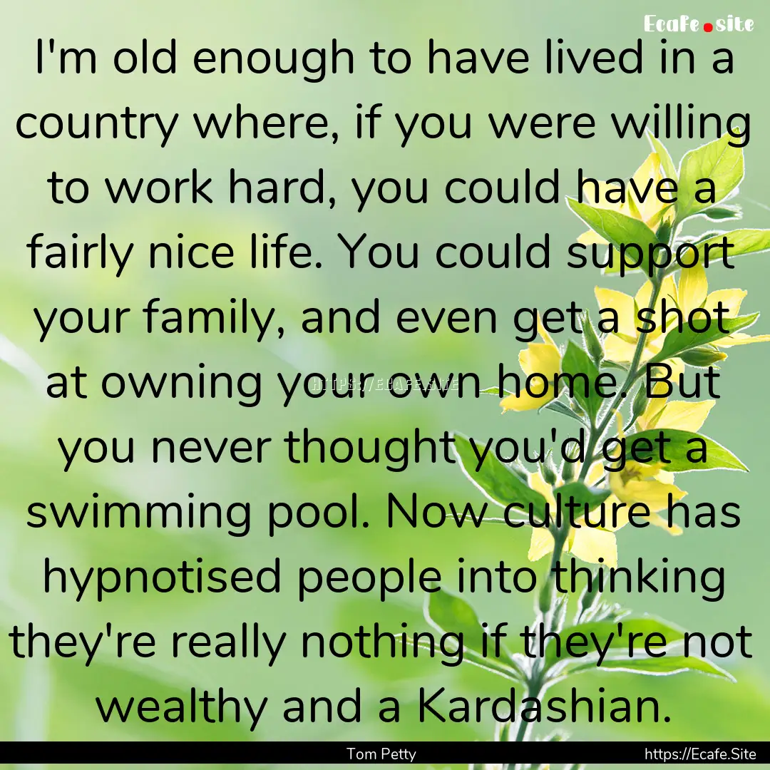 I'm old enough to have lived in a country.... : Quote by Tom Petty