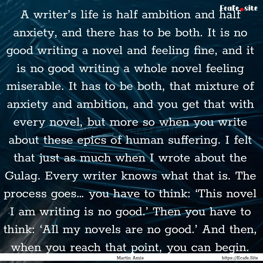 A writer’s life is half ambition and half.... : Quote by Martin Amis