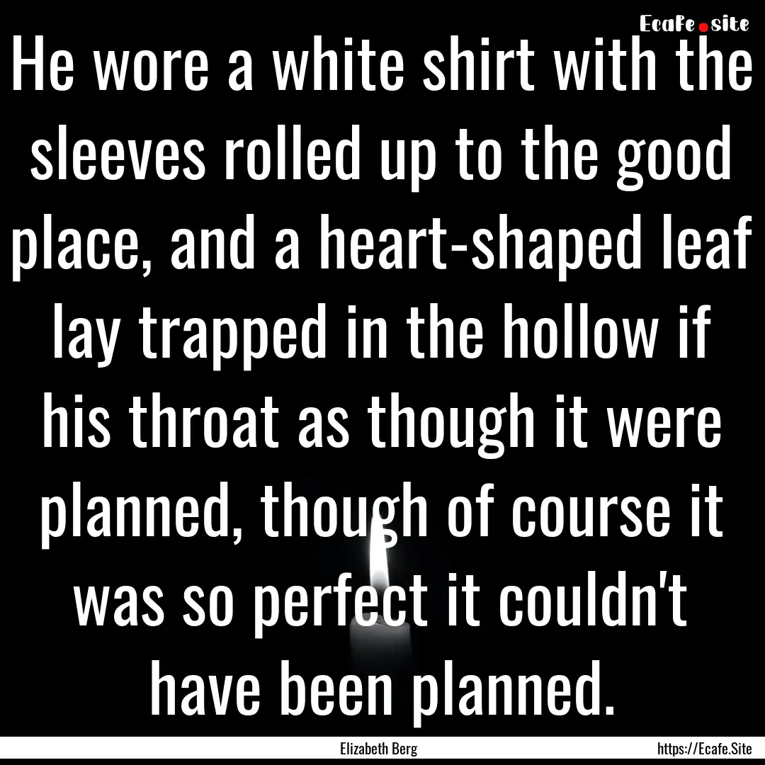 He wore a white shirt with the sleeves rolled.... : Quote by Elizabeth Berg