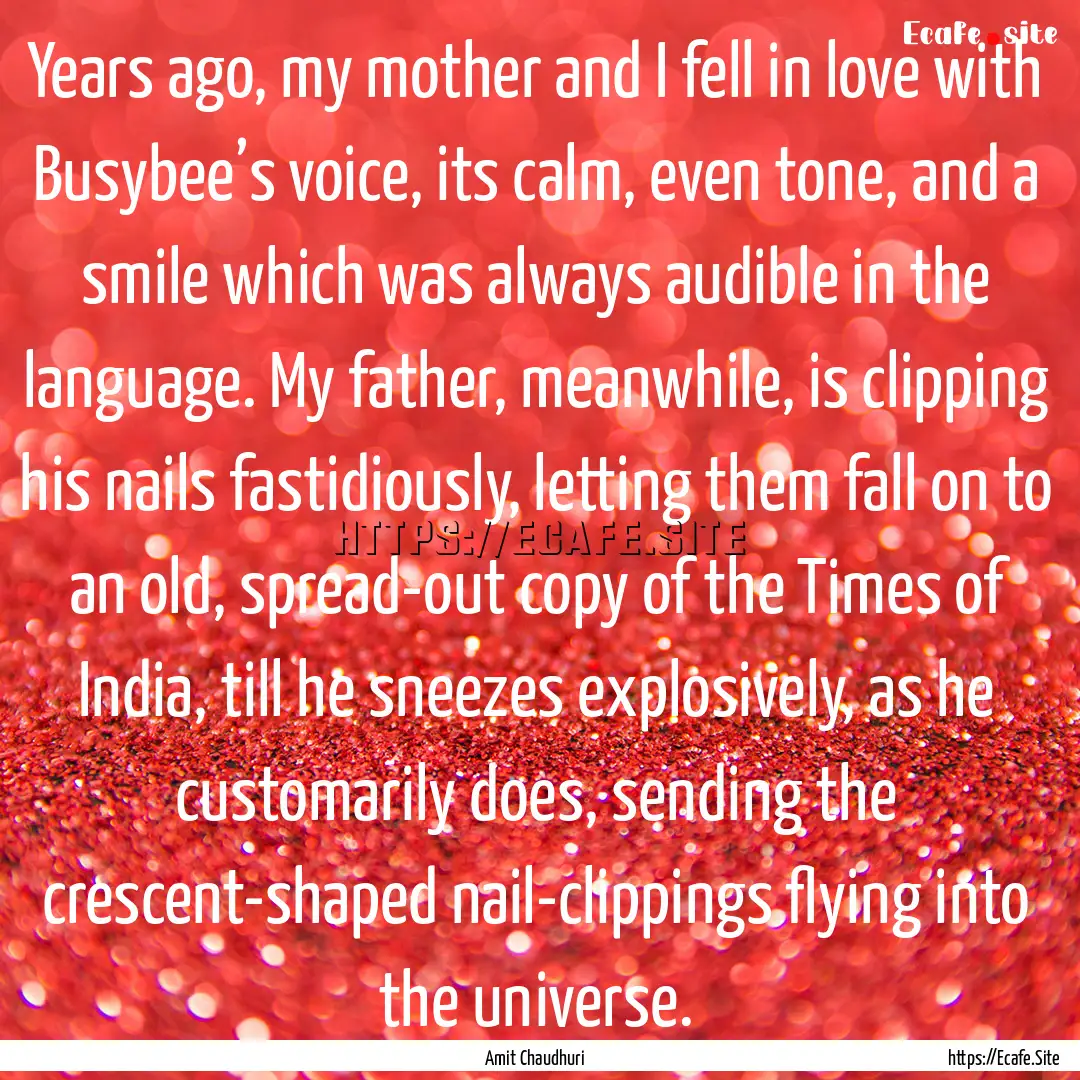 Years ago, my mother and I fell in love with.... : Quote by Amit Chaudhuri