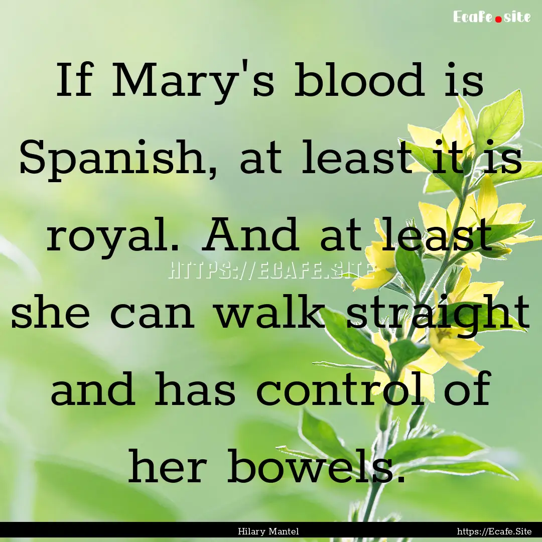 If Mary's blood is Spanish, at least it is.... : Quote by Hilary Mantel