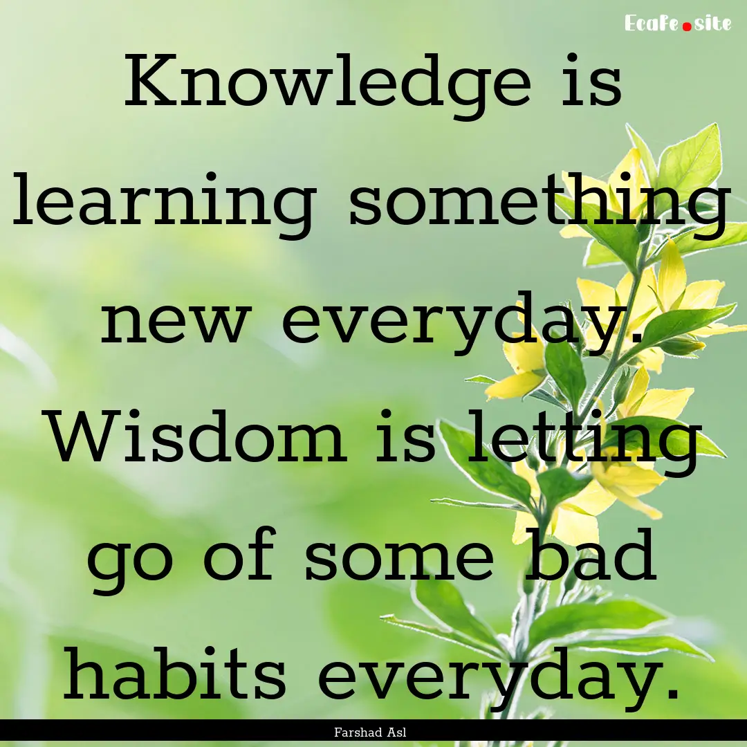 Knowledge is learning something new everyday..... : Quote by Farshad Asl