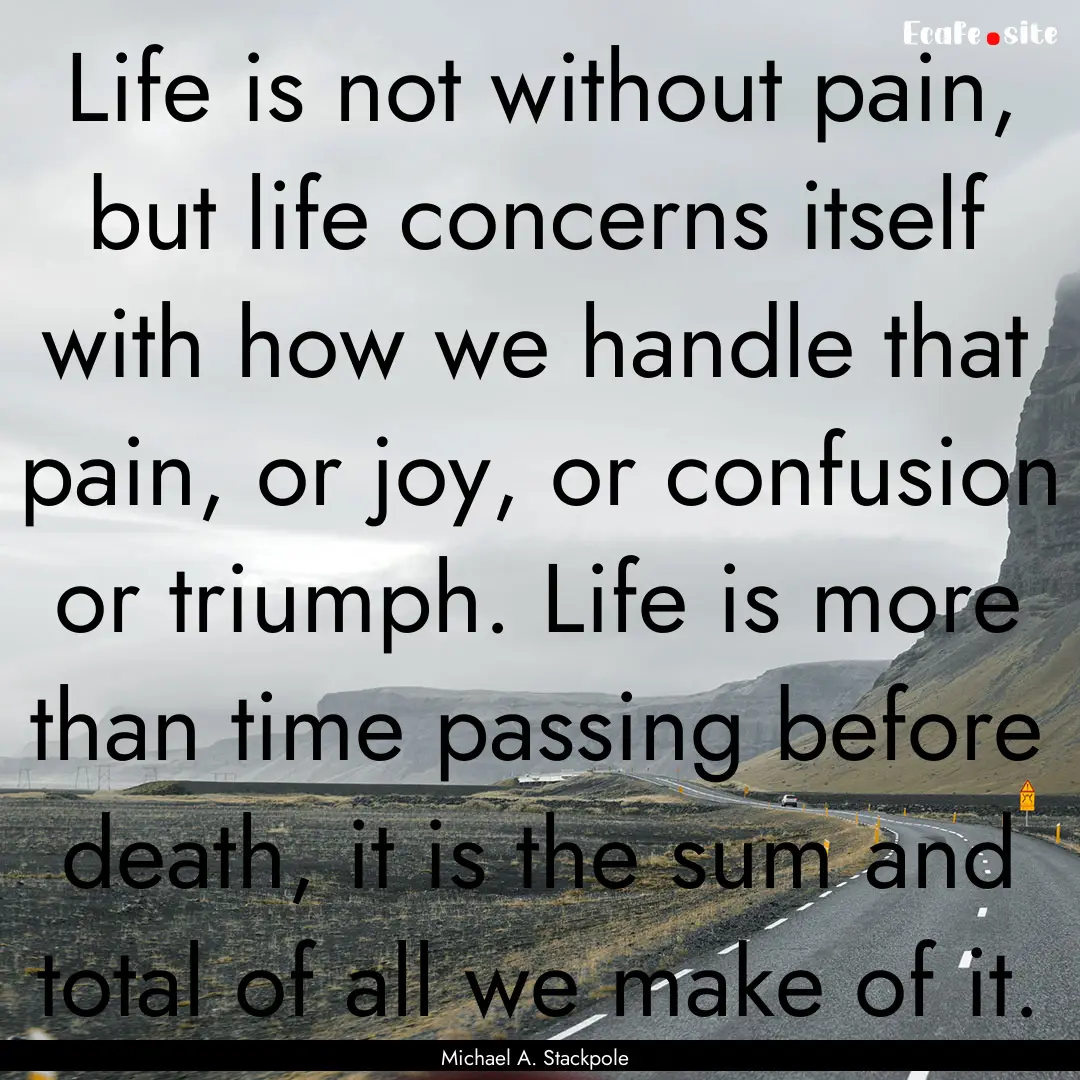 Life is not without pain, but life concerns.... : Quote by Michael A. Stackpole