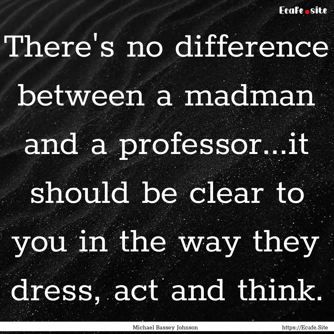 There's no difference between a madman and.... : Quote by Michael Bassey Johnson