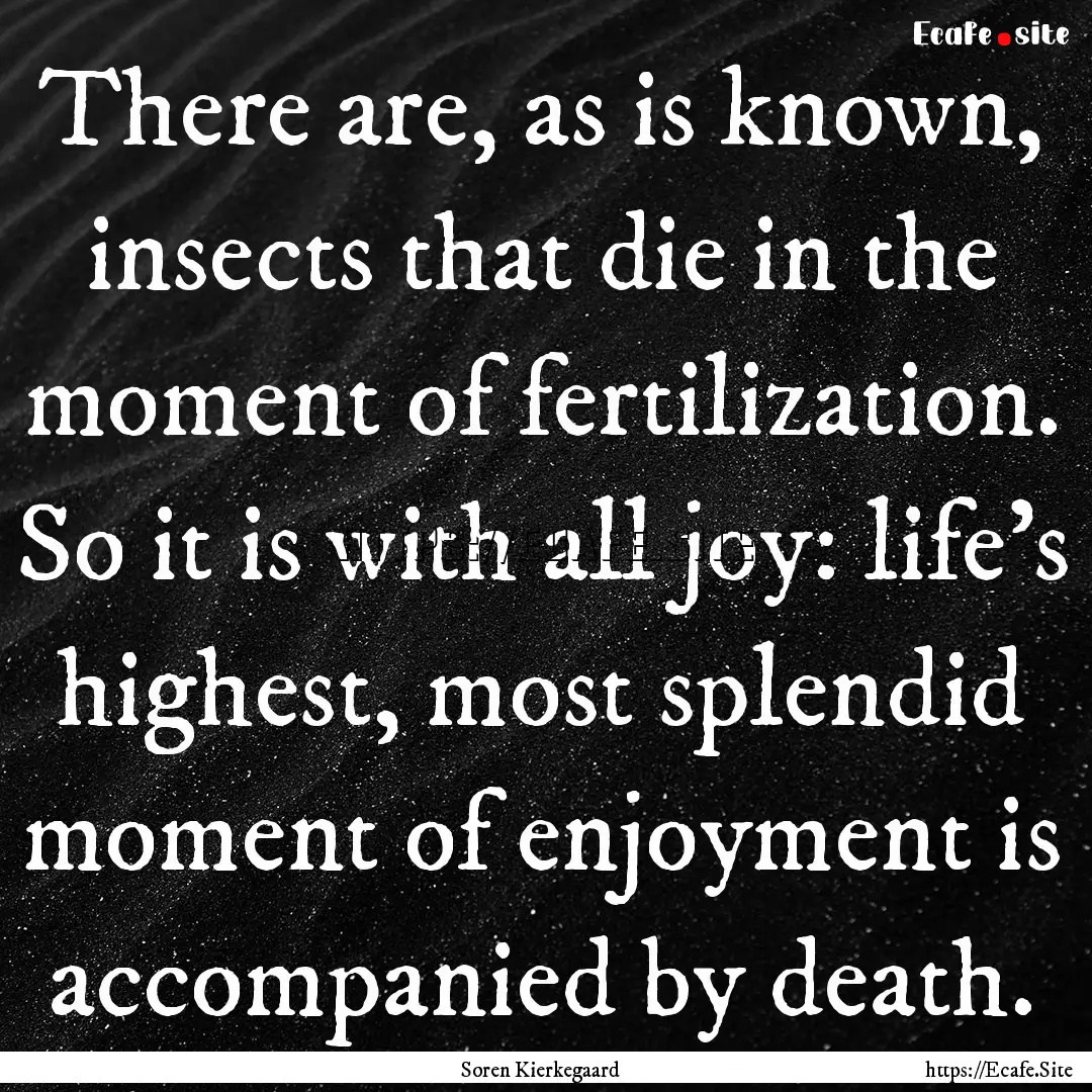 There are, as is known, insects that die.... : Quote by Soren Kierkegaard