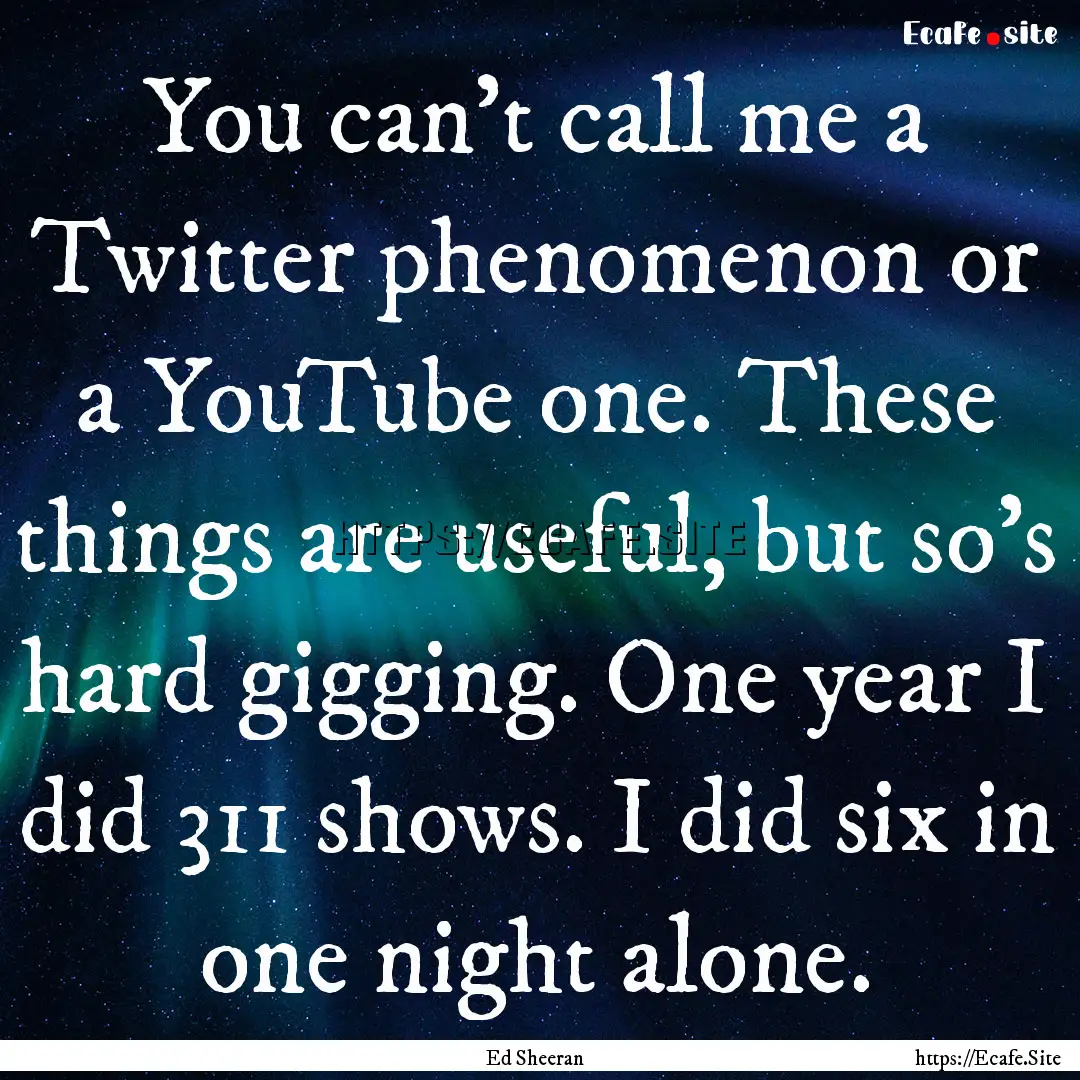 You can't call me a Twitter phenomenon or.... : Quote by Ed Sheeran